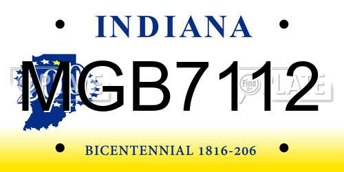 MGB7112 Indiana License Plate