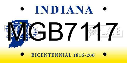 MGB7117 Indiana License Plate