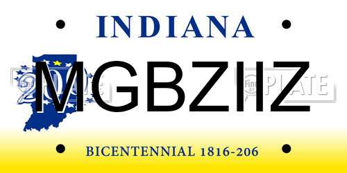 MGBZIIZ Indiana License Plate