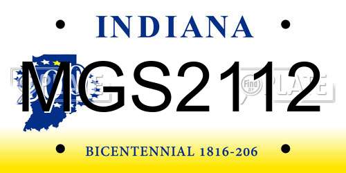 MGS2112 Indiana License Plate