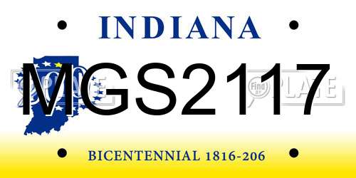MGS2117 Indiana License Plate