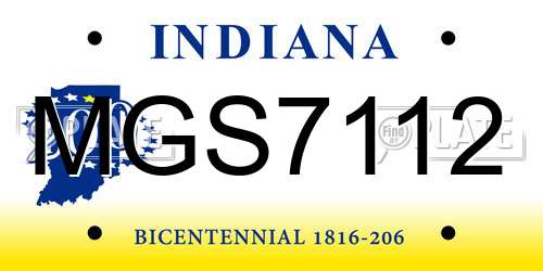 MGS7112 Indiana License Plate