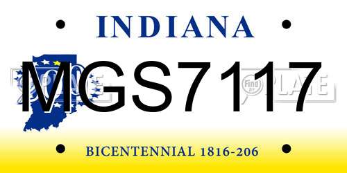 MGS7117 Indiana License Plate