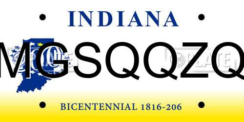 MGSQQZQ Indiana License Plate