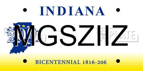 MGSZIIZ Indiana License Plate