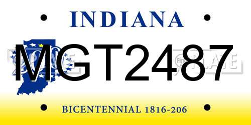 MGT2487 Indiana License Plate
