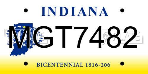 MGT7482 Indiana License Plate