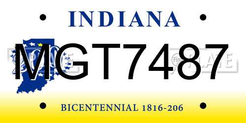 MGT7487 Indiana License Plate