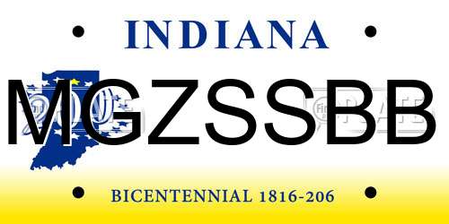 MGZSSBB Indiana License Plate