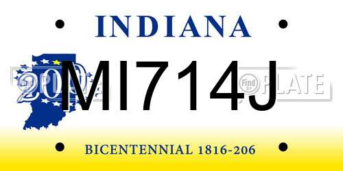 MI714J Indiana License Plate