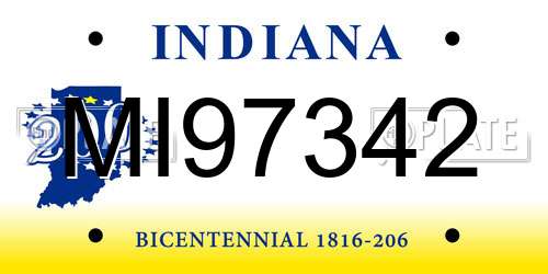 MI97342 Indiana License Plate