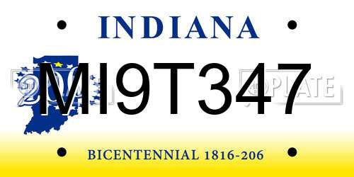 MI9T347 Indiana License Plate