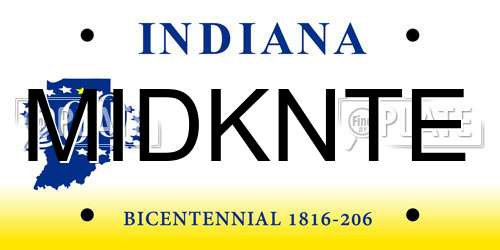 MIDKNTE Indiana License Plate