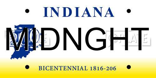 MIDNGHT Indiana License Plate