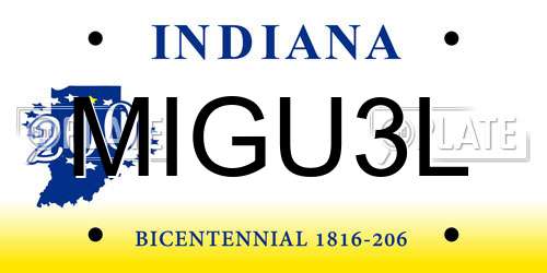 MIGU3L Indiana License Plate