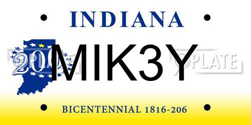 MIK3Y Indiana License Plate