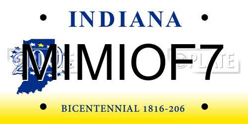 MIMIOF7 Indiana License Plate