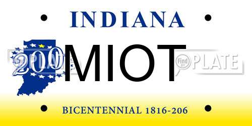 MIOT Indiana License Plate