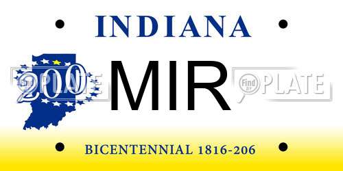 MIR Indiana License Plate
