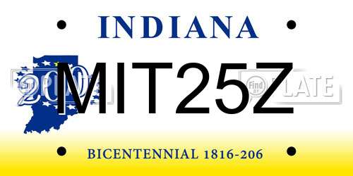 MIT25Z Indiana License Plate