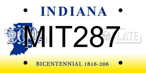 MIT287 Indiana License Plate