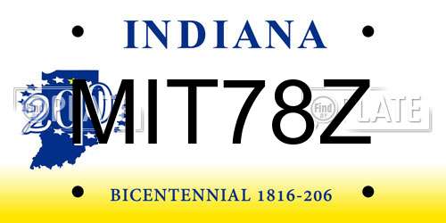 MIT78Z Indiana License Plate