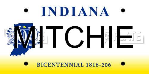 MITCHIE Indiana License Plate