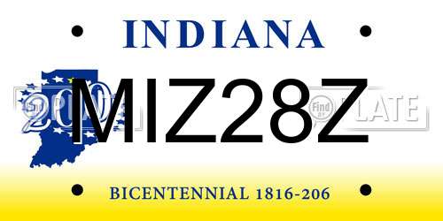 MIZ28Z Indiana License Plate