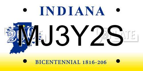 MJ3Y2S Indiana License Plate