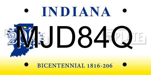 MJD84Q Indiana License Plate