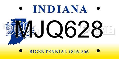 MJQ628 Indiana License Plate