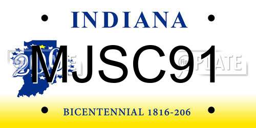 MJSC91 Indiana License Plate