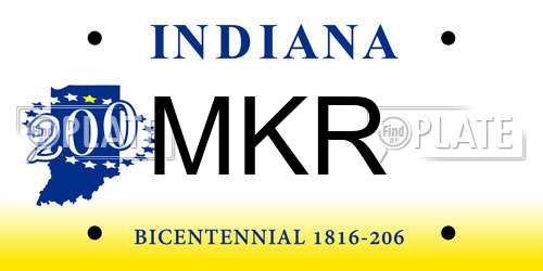 MKR Indiana License Plate