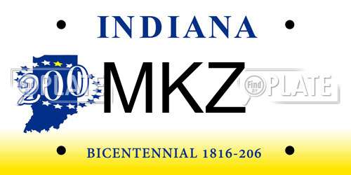MKZ Indiana License Plate