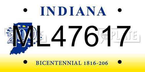 ML47617 Indiana License Plate