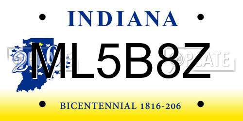 ML5B8Z Indiana License Plate