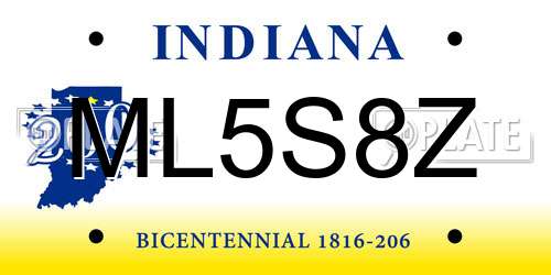 ML5S8Z Indiana License Plate