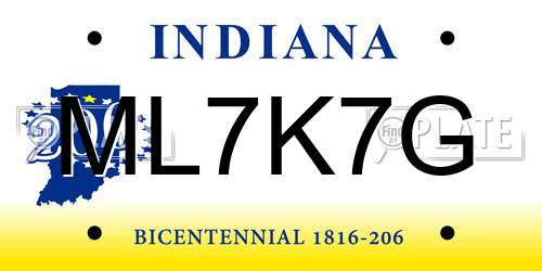 ML7K7G Indiana License Plate