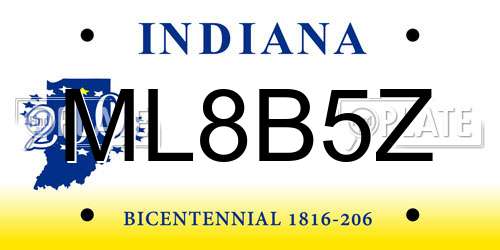 ML8B5Z Indiana License Plate