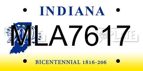 MLA7617 Indiana License Plate