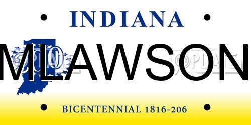 MLAWSON Indiana License Plate