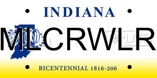 MLCRWLR Indiana License Plate