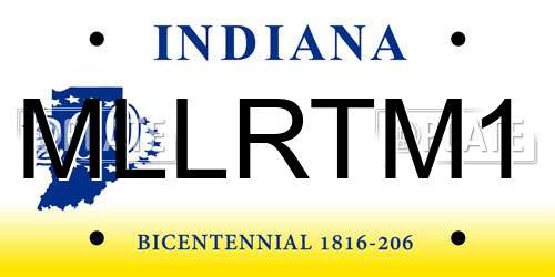 MLLRTM1 Indiana License Plate