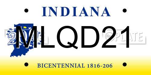 MLQD21 Indiana License Plate