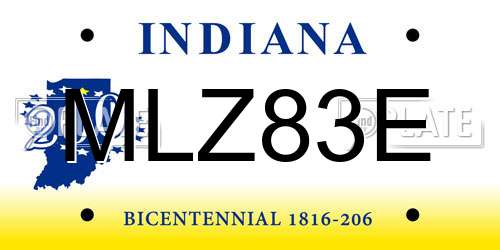 MLZ83E Indiana License Plate