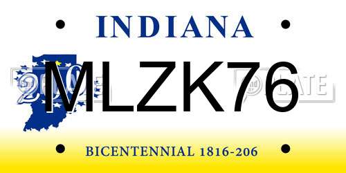 MLZK76 Indiana License Plate