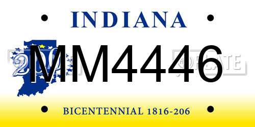 MM4446 Indiana License Plate