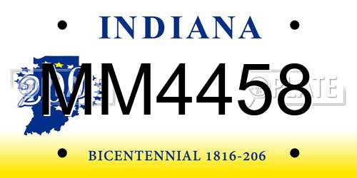 MM4458 Indiana License Plate