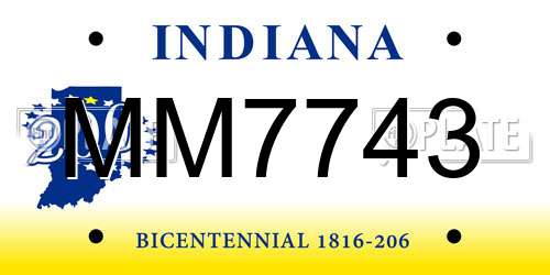 MM7743 Indiana License Plate