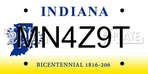 MN4Z9T Indiana License Plate